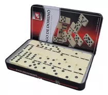 Domino Profissional De Osso Estojo Metal Com 28 Peças 10mm