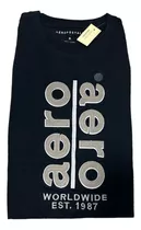 Polera Aeropostale Hombre Negra Con Letras Gris 