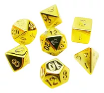 Dados Rpg Conjunto Com Sete - Ouro C/ N° Dourado