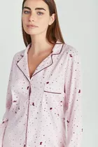 Pijama Camisero Invierno Woman Promesse Cat Moon Art 15186