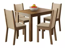 Conjunto Sala De Jantar Cíntia Madesa Mesa Com 4 Cadeiras Cor Rustic/crema/pérola 045667gx4tper