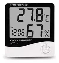Higrômetro Umidade Com Termômetro Digital E Relógio Htc-1