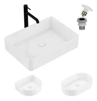 Lavabo Para Baño Cerámico Rectangular Con Tapón De Desagüe