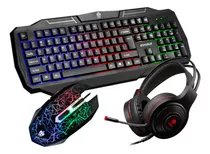 Kit Teclado Mouse Gamer Led Rgb Semi Mecânico Jogos Headset