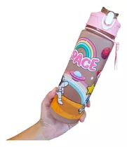 Botella De Agua Deportiva Gym Escolar Diseño Astronauta Color Rosado