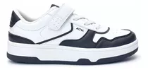 Zapatilla Blanca Y Negra Con Velcro Noa Niños Atomik Color Blanco - Negro Diseño De La Tela Liso Talle 30 Ar