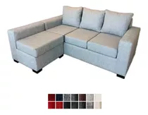 Sofa Tres Cuerpos Banqueta Movil Chenille Virginia