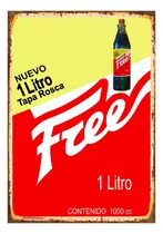 1 Cartel Letrero Cuadro Metalico Bebida Free Antigua 40x28  