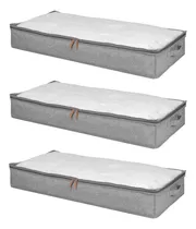 Pack 3 Bolsos Organizadores Bajo Cama 70 Lts Almacenaje Ropa Color Gris