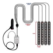 Tiras Led 4pcs 9ld. Multicolor Para Autos Con Control Remoto