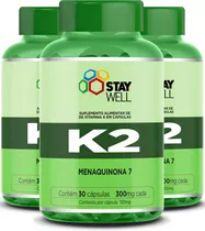 3 Unidades Da Vitamina K2 Mk7 Menaquinona 7 Isolada Alta Pureza - 90 Doses