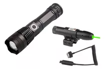 Linterna P50 Luz Blanca Tactica Zoom Caza + Mira Laser Verde