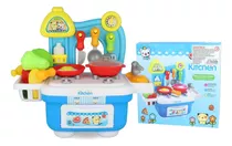 Cocina Mini Azul En Caja Juguete Para Niños