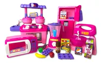  Mini Mercado Brinquedo Com Kit Cozinha Completo Para Menina