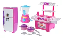 Kit Cozinha Infantil Completa Fogão Geladeira Liquidificador