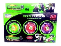 3 Beyblade Fusion Tornado 5d Metal Blay Blade Com Led