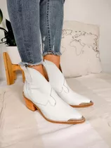 Botas Texanas Mujer Cuero Blancas