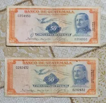 Billetes De Q 50.00 De Los Años 1971 Y 1973 En Buen Estado.