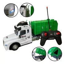 Caminhão Coletor De Lixo Entulho Reciclado Carro Controle Re Cor Verde