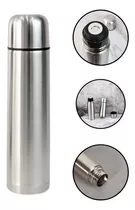 Garrafa Térmica Aço Inox 1 Click Água Suco Chá Café 750ml Cor Prateado