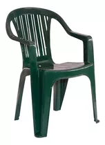 Silla Pvc Reforzada Con Apoya Brazos Verde Hasta 140kg Js