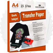 Papel Transfer Dark Inkjet A4 Tecidos Escuros Mecolour 25fls