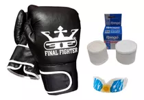 Combo Guantes Ch Vendas Protector Bucal Boxeo Kick Boxing 