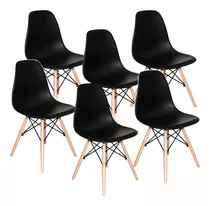 Cadeira De Jantar Decorshop Charles Eames Dkr Eiffel, Estrutura De Cor  Preto, 6 Unidades