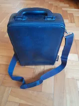 Morral De Cuero Negro, Vintage, Con Correa, Cierre Roto