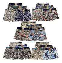 Pack 12 Boxer Corto Algodón Hombre Tela Suave Con Diseños