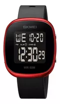 Reloj Chrono Digital Skmei 1843 Negro - Rojo 3 Atm Unisex 