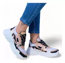 Zapatilla Alta Plataforma Mujer Sneakers - Za001