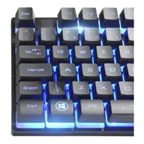 Kit Teclado E Mouse Gamer Usb Led Colorido Semi Mecânico Cor Do Mouse Preto Cor Do Teclado Preto