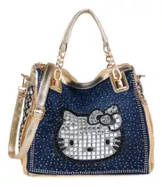 Z Bolso De Jean De Lona Para Mujer Con Diamantes Tejidos