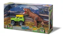 Dinosaurio Con Jeep Y Soldado Dinopark Hunters T-rex 28cm
