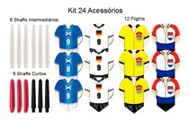 Kit 12 Flights Seleções E 12 Shafts Para Dardo Profissional