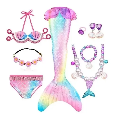 Bikini Con Cola De Sirena Para Niña Cuotas sin interés