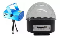 Kit Mini Laser + Meia Bola De Luz P/ Salões Festas, Baladas