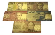 Billetes Chilenos De Pvc Chapados En Oro 24k