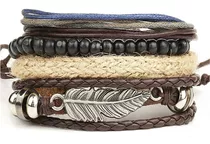 Pulseras Multiples De Hoja  Hombre Fashion Chic Metal