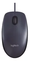 Mouse Com Fio Usb Logitech M100 Com Design Ambidestro -cinza Cor Do Mouse Preto