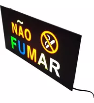 Placa Aviso Não Fumar Letreiro Luminoso Neon Painel Led Fluo