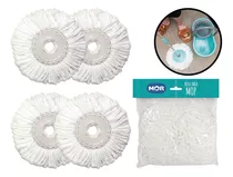 Kit 4 Refis De Microfibra Mop Giratório Mor Original Limpeza Cor Branco