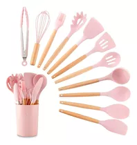 Kit 12 Utensilios Cocina Reposteria Durables Uso Profesional Color Rosa