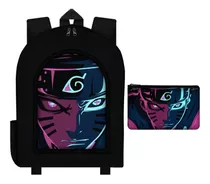 Combo Mochila Urbana + Cartuchera Naruto Uchiha Sasuke Anime