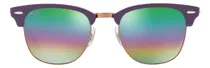 Anteojos Sol Ray Ban Clubmaster Large Rb3016-51 Originales Color De La Lente Blue Color De La Varilla Tortoise Color Del Armazón Polished Red Havana Diseño Violeta - Cobre / Espejado Colores