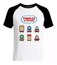 Remera Manga Negra Tren Thomas Y Sus Amigos Niño Niña 