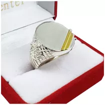 Anillo Sello Plata Y Oro 18kts Grabado Joyas Hombre 707