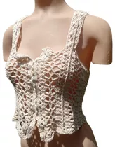 Top Artesanal Tejido Crochet Botones 