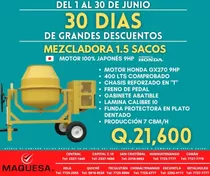 Oferta Mezcladoras Jf 1.5 Sacos Honda 400 Lts 